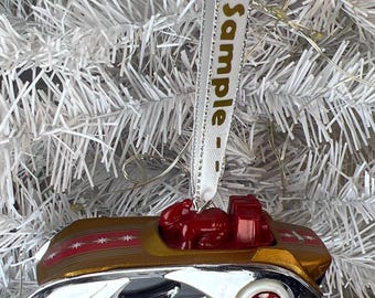 Personalized RARE Santa Sled Hot Wheels Ornament