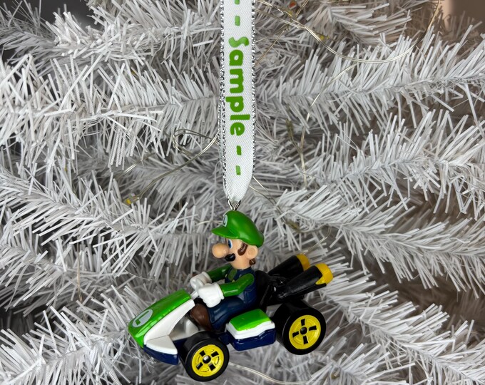 Personalized Luigi Mario Kart Hot Wheels Ornament