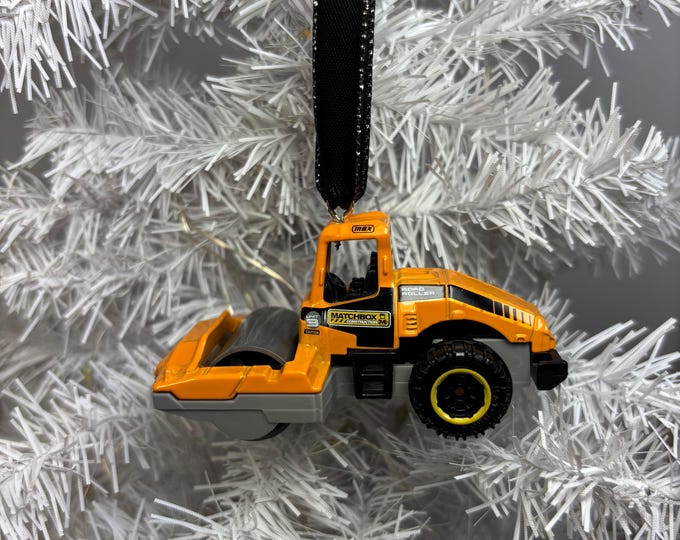 Personalized Construction Steam Roller Matchbox Ornament