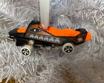 Personalized Halloween Skull and Crossbones Hot Wheels Ornament