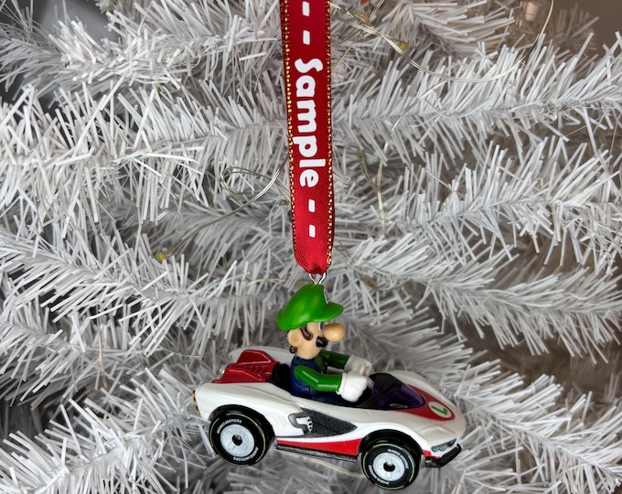Personalized Luigi Mario Kart Hot Wheels Ornament