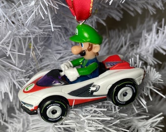 Personalized Luigi Mario Kart Hot Wheels Ornament