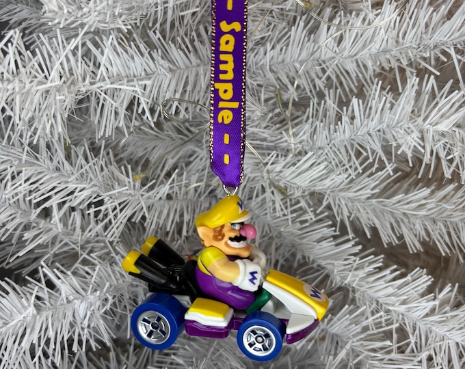 Personalized Wario Mario Kart Hot Wheels Ornament