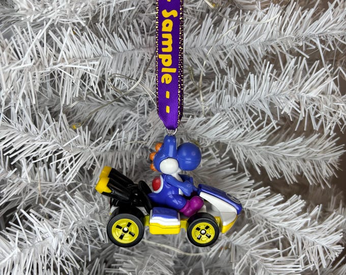 Personalized Purple YOSHI Mario Kart Hot Wheels Ornament
