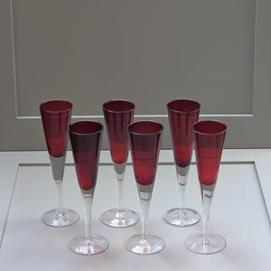 Rote Champagner Glas Flöten 6 Stück Boho Style