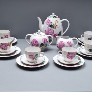 Vintage Lomonosov LFZ Tulip Shape ROSE set.