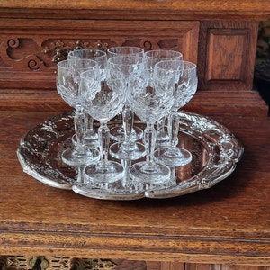 Vintage Duitse kristallen glazen 8 stuks, h 11 cm d 4,5 cm