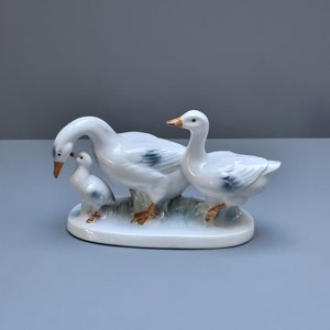Porcelain figurine &quot;Geese&quot;, Germany Porzellanfabrik Carl Scheidig K.G. Grafenthal , Vintage porcelain sculpture, Collectible porcelain