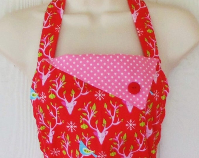 Cute Christmas Apron Retro Christmas Apron Pink Polka Dots Etsy