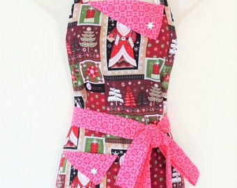 Christmas Apron for Women, Vintage Santa, Christmas Patchwork, KitschNStyle Aprons