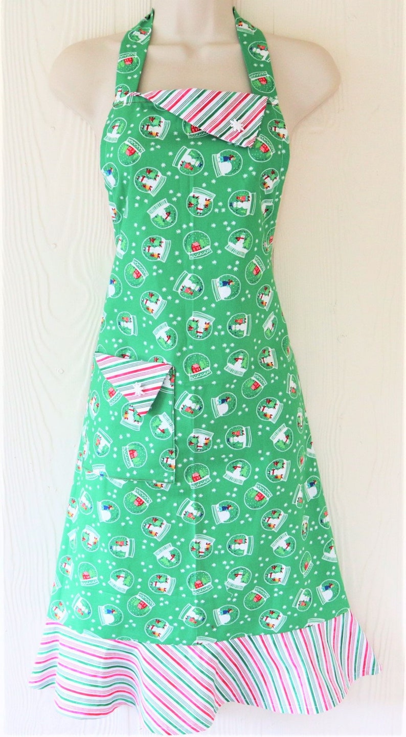 Cute Christmas Apron for Women Snowglobes Candy Cane Etsy