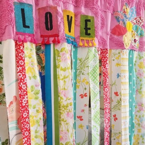 Boho curtain, cottagecore curtain, door curtain, closet curtain, boutique curtain, LOVE banner, hippiewild, Wall Art, In Stock