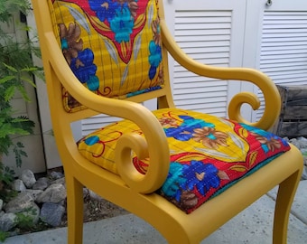 Whimsical Side Chair, LOCAL PICKUP ONLY, French Style Accent Chair, Rustic Boho Chair, Hippiewild, Patchwork Kantha Chair, Statement Chair