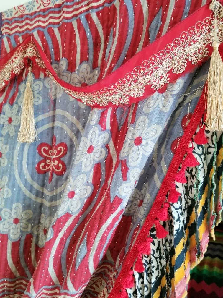 Kantha curtain door closet india vtg boho divider hippie hippy | Etsy
