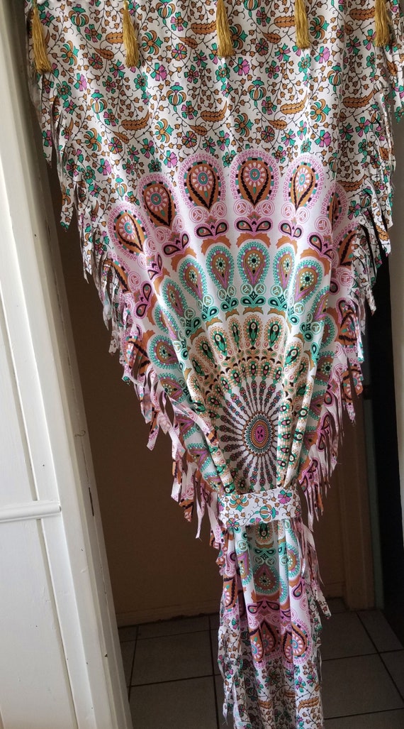 Hippy Curtain Door Closet Entryway Pink Fringe Gypsy India Etsy