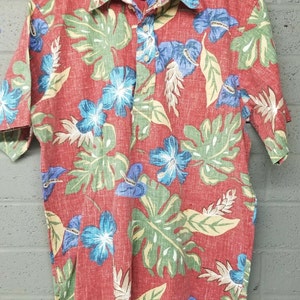 VINTAGE mens Reyn spooner shirt half button top hawaiian tropical M boho hippie hippy surfer mens women unisex groovy