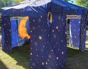 Vendor tent cover, Galaxy tent, boho canopy, festival tent, pop up tent, vendor canopy,event tent, Vintage Moon canopy cover, made to order