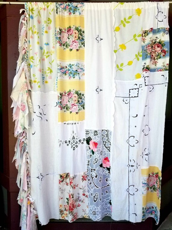 Shower Curtain Shabby Chic Boho Decor Boho Curtain Patchwork Etsy