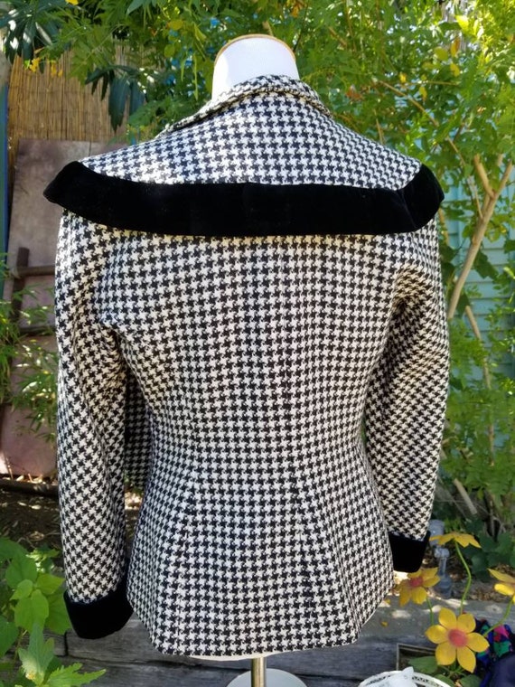 Vintage top coat black white check womens wool  m… - image 4