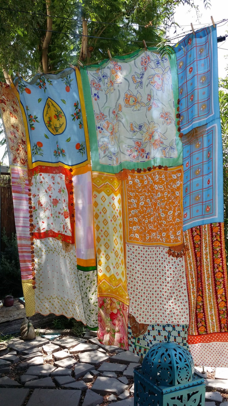 Böhmische Boho Patchwork Gardinen Vorhänge Seidenschals Hippie | Etsy