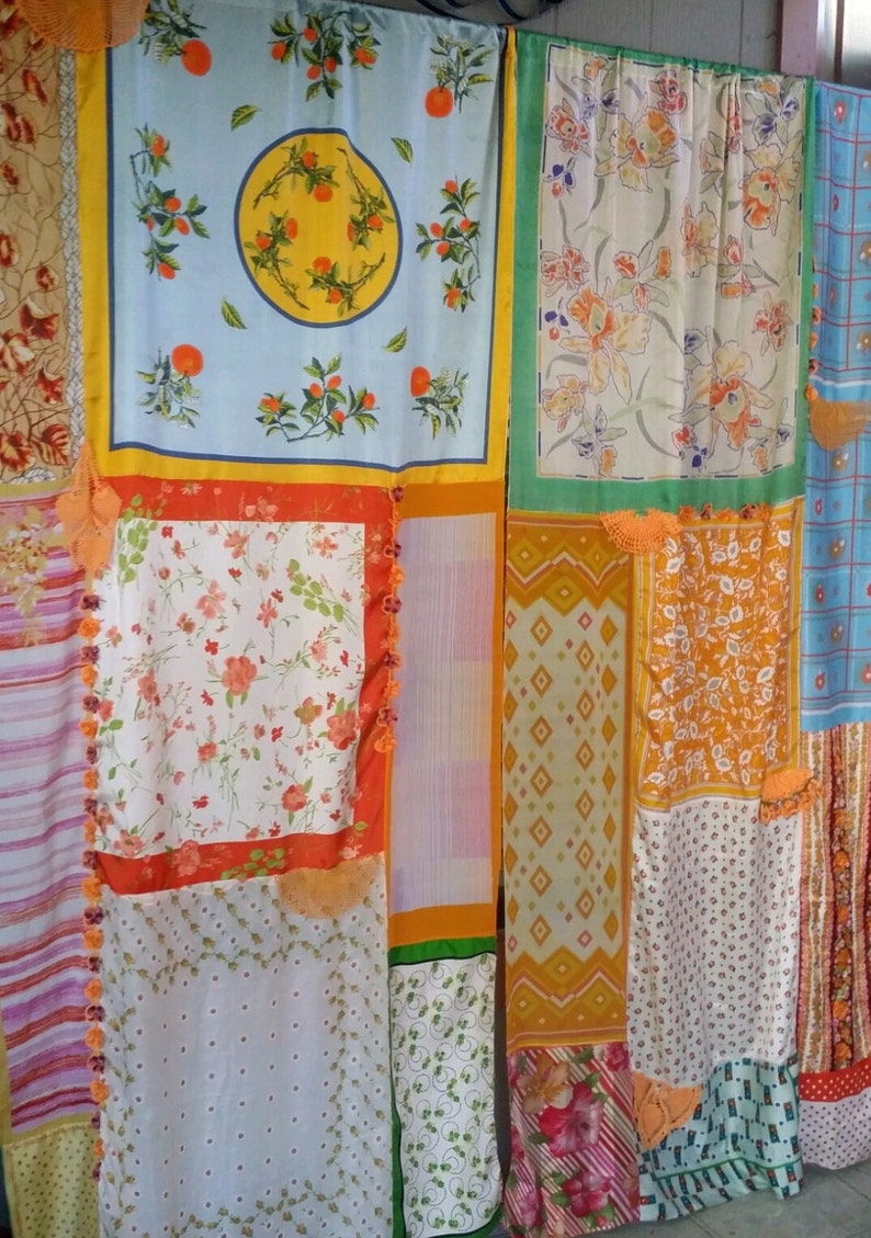 Böhmische Boho Patchwork Gardinen Vorhänge Seidenschals Hippie | Etsy