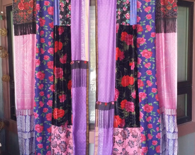 Boho Curtains Boho Velvet Fringe Boudoir Panels Bohemian Decor Etsy