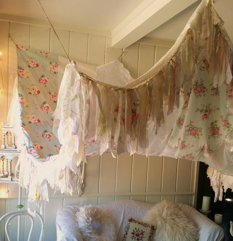 Shabby Chic Curtain Bed Canopy Wedding Bohemian Hippy Vtg Etsy