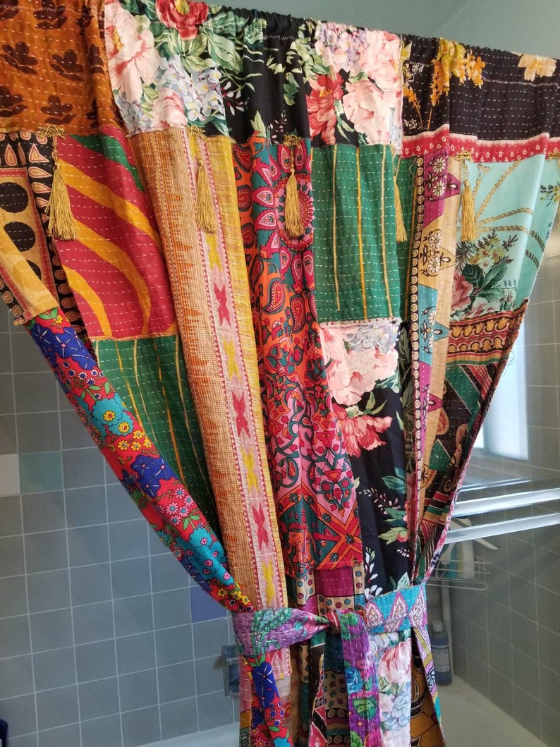 Shower Curtain Boho Patchwork Kantha Fl Paisley Bohemian Shower Curtain Boho Patchwork Kantha Fl Paisley Bohemian Image 0
