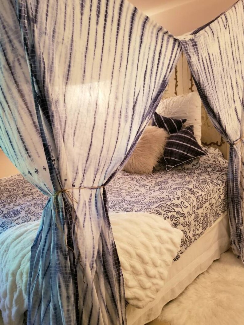 Bed Canopy Set king queen Shibori Tie dye Bohemian kantha Etsy
