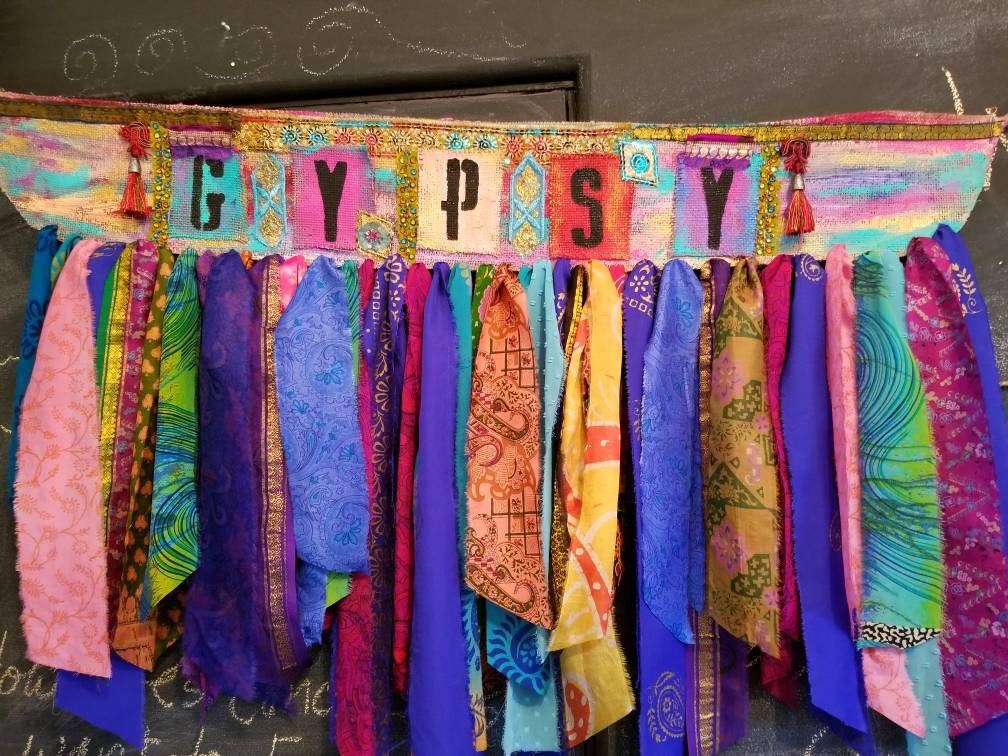 Boho wall art banner bohemian decor valance fringe burlap Boho Etsy