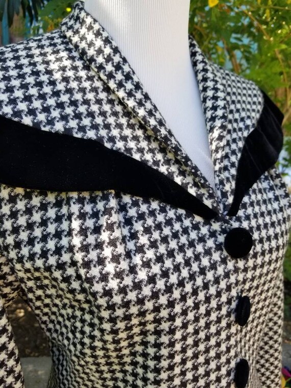 Vintage top coat black white check womens wool  m… - image 3