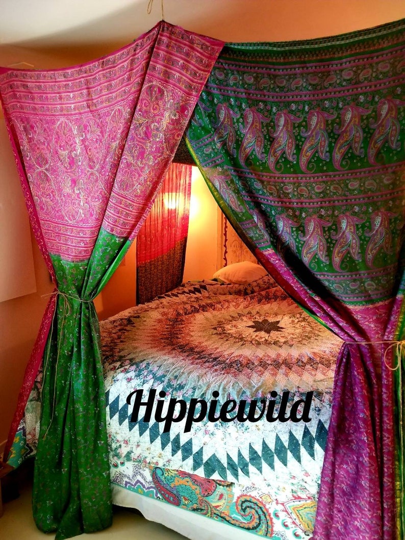 Boho Canopy King Size Adult Privacy Curtains Hippiewild Etsy