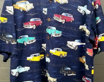 Vtg David Carey Originals Chevrolet cars Mens womens unisex Rayon cotton Shirt XXL graphic 90s