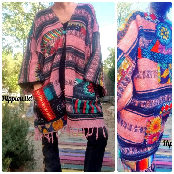 Upcycled Sweater Coat Patchwork Kantha Coat Mexican Blanket - Etsy Canada
