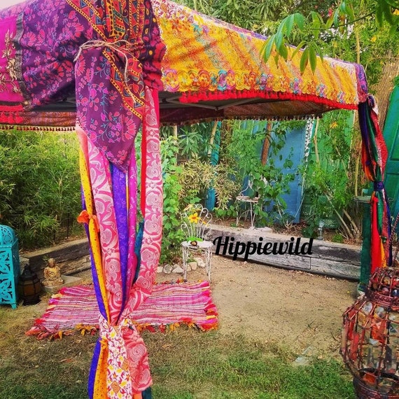 Vendor 10 X 10 Canopy Cover IN STOCK Vendor Tent Vendor Tent Cover Hippiewild Tent Boho Canopy Cover Patchwork Sequined Canopy Cover Etsy