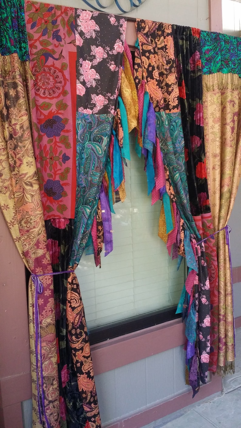 Hippie Luxe Fall Curtains Boho Panels Bohemian Velvet Etsy