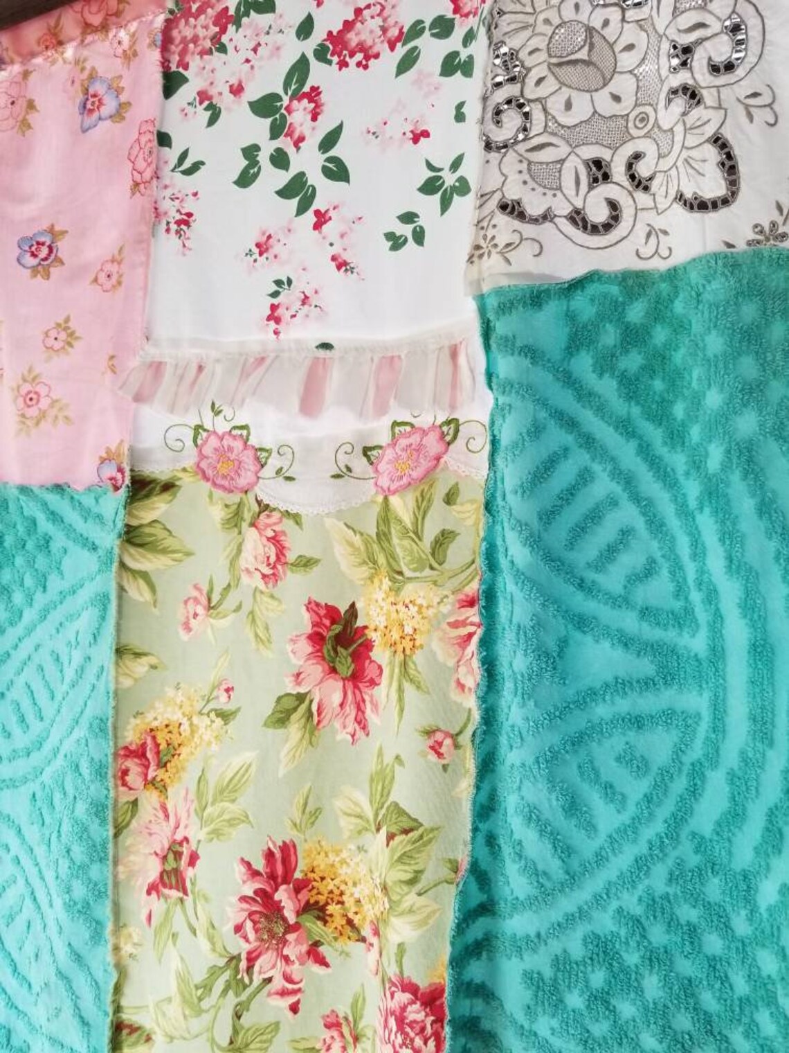 Shabby chic Shower Curtain Boho decor Patchwork rustic fabric Etsy