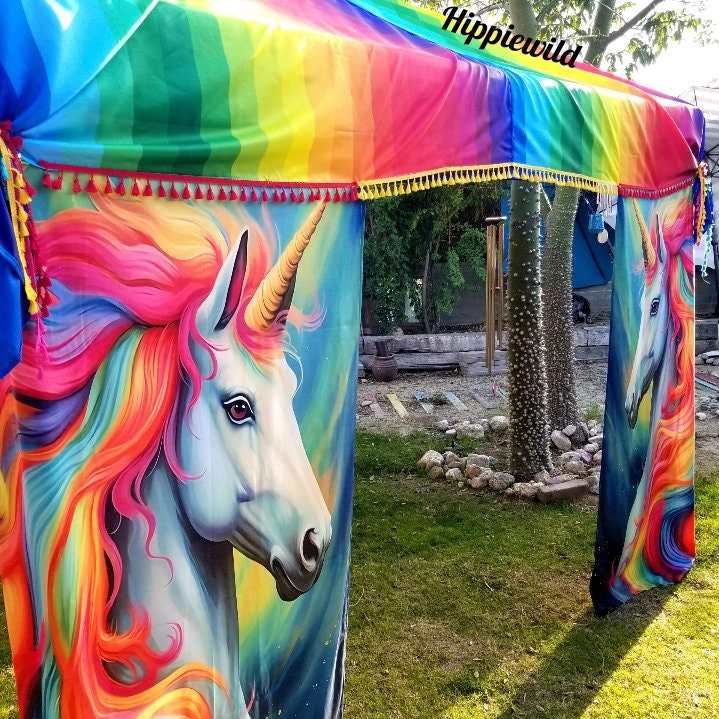 Festival Tent Vendor Tent Canopy Tent Cover Pop up Tent Cover Hippiewild Tent Cover Rainbow Tent 10x10 Canopy Cover Canopy Tent Etsy