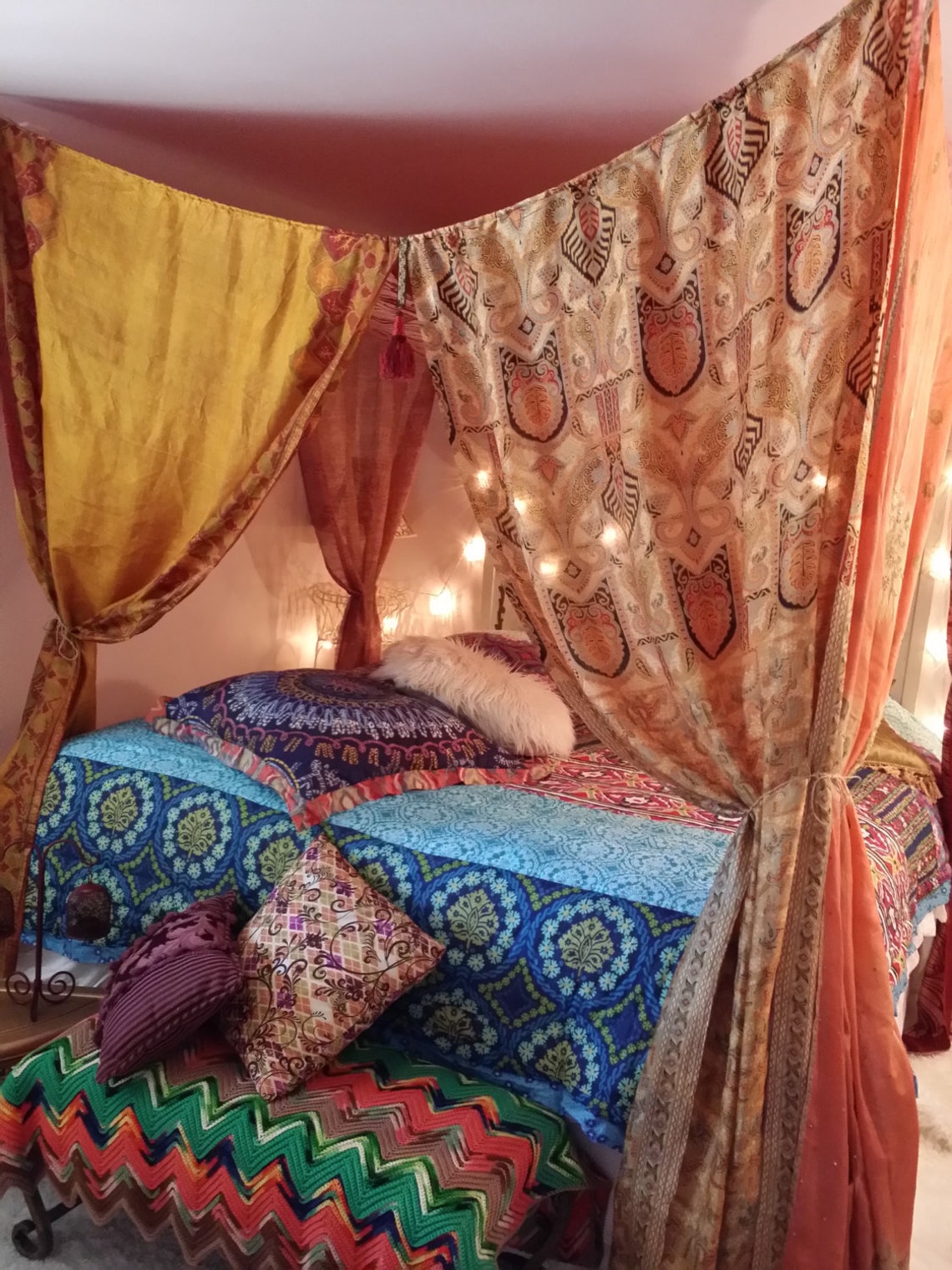 Bed Canopy Bed Canopy Adult Boho Bed Canopy Cover Bed Canopy | Etsy