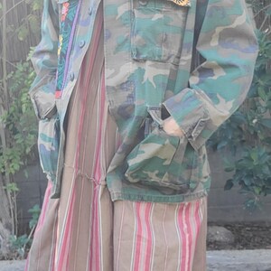Upcycled Military Camo Jacket: Embroidered Vintage Army Coat, XL image 4