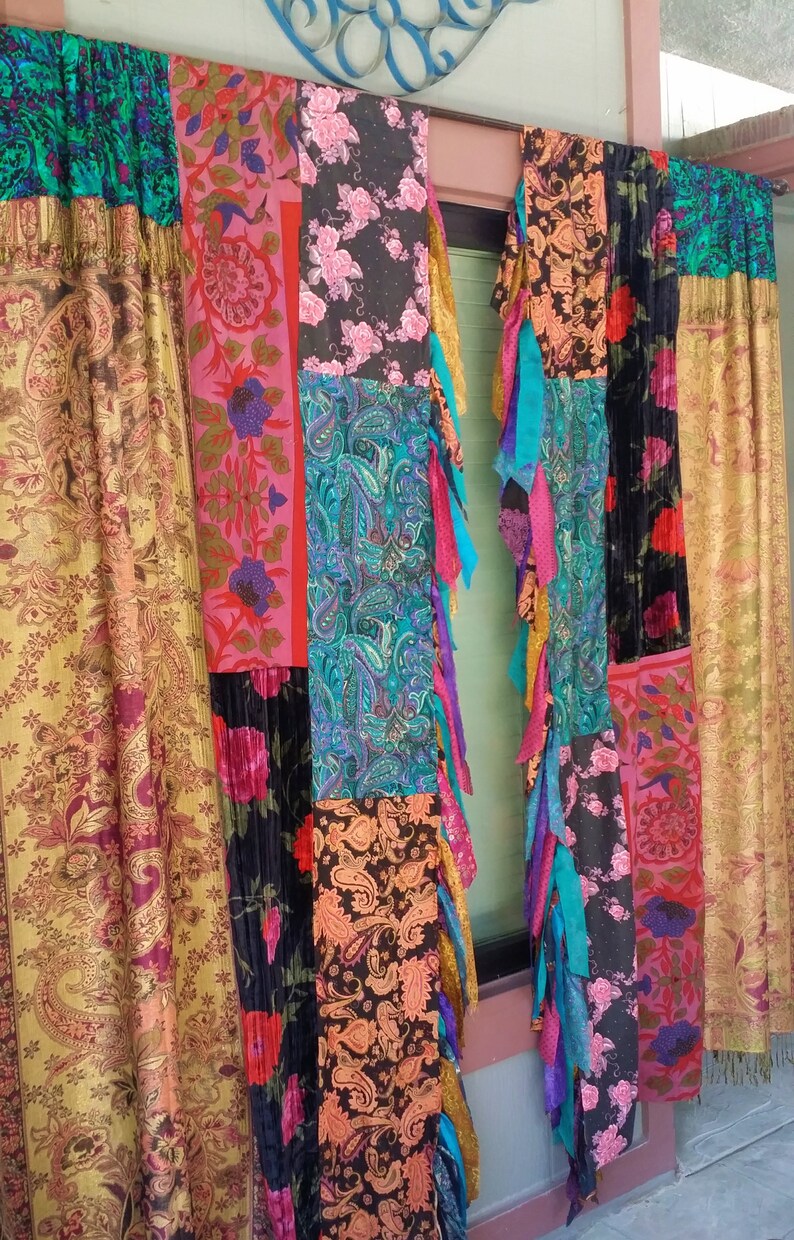 Hippie Luxe Fall Curtains Boho Panels Bohemian Velvet Etsy
