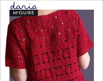 Alessia Pullover aus Spitze und kontrastierendem Schößchen | Vintage Inspirierte Häkelanleitung PDF