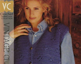 VINTAGE 80's CROCHET | Americana Denim "Sheriff Star" Vest  | PDF Pattern