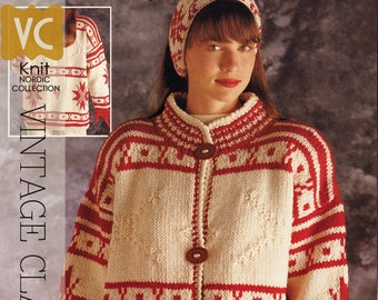 VINTAGE 90's Knit | Nordic Bulky "Ski Band and Star Jacket"  | PDF Instant Upload Pattern