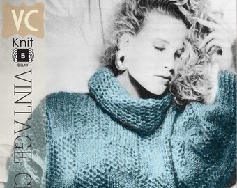 VINTAGE 80's PATTERN | Lacy Squares Cowl Neck | PDF Instant Upload Pattern