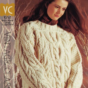 VINTAGE 90's KNIT | Bulky "Irish Cream" Cable Pullover | PDF Instant Upload Pattern