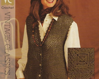 VINTAGE 80's CROCHET | "Peaked Border" Motif Vest  | PDF Pattern