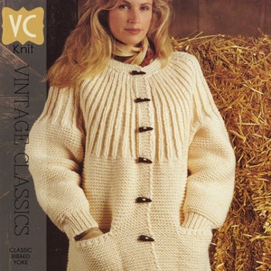 VINTAGE 80&#39;s KNIT | Bulky &quot;Northern Spirit&quot; Classic Ribbed Yoke | PDF Instant Upload Pattern