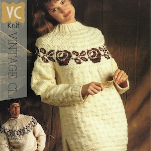 VINTAGE 80&#39;s KNIT | &quot;Rosering Fair Isle&quot; Pullover and &quot;Prairie Fair Isle&quot; Pullover  | PDF Pattern
