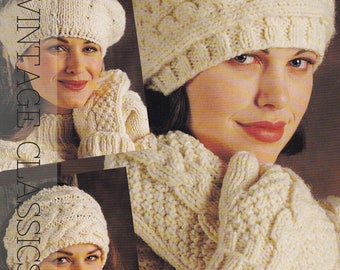 VINTAGE 80's KNIT | Irish Cream Collection Hats and Mitts |  PDF Pattern